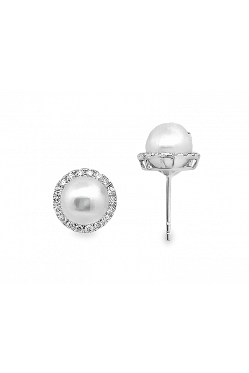 Brinco de perola e diamantes